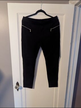 Dex Black Skinny Pants with Silver Zippers